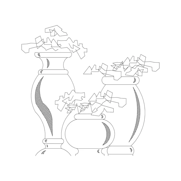 Big Vase With Plants DWG CAD block thumbnail — trees & plants drawing