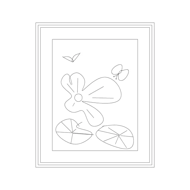 Birds Picture Frame CAD block DWG — plan and elevation view