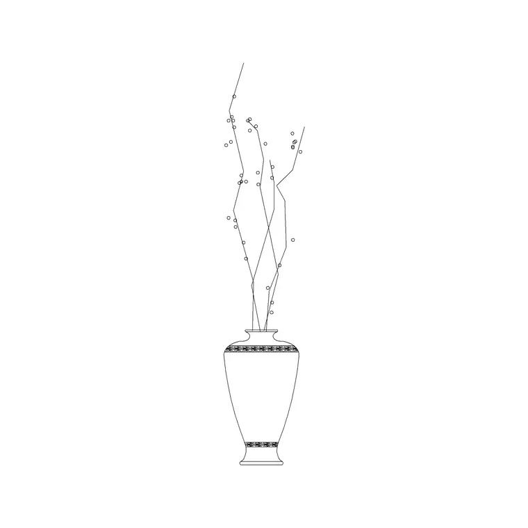 Black Vase DWG CAD block thumbnail — accessories drawing