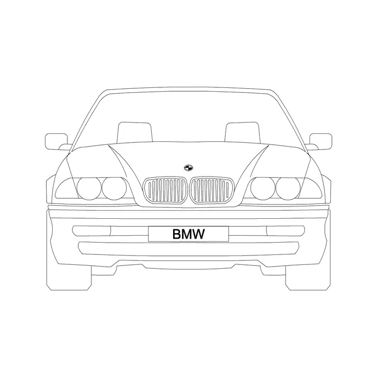 BMW Car Front Ele DWG CAD block thumbnail — vehicles drawing