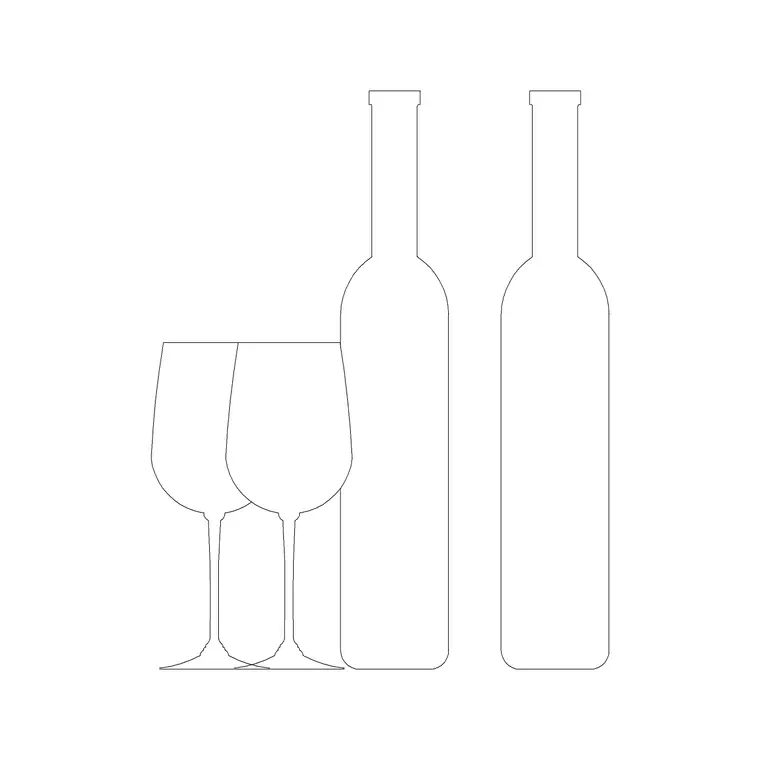 Bottle With Wine Glass C DWG CAD block thumbnail — accessories drawing