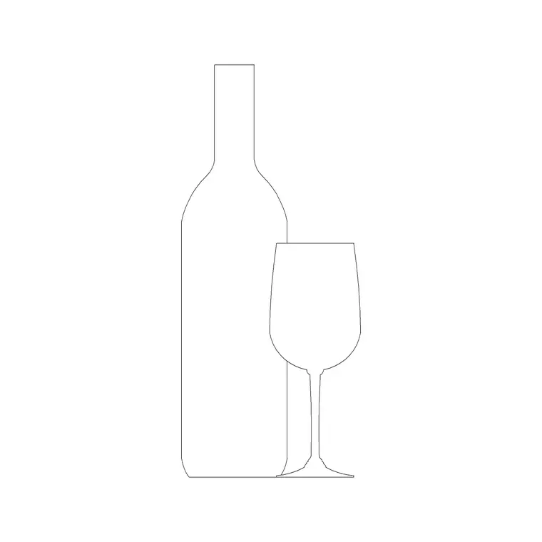 Bottle With Wine Glass D DWG CAD block thumbnail — accessories drawing