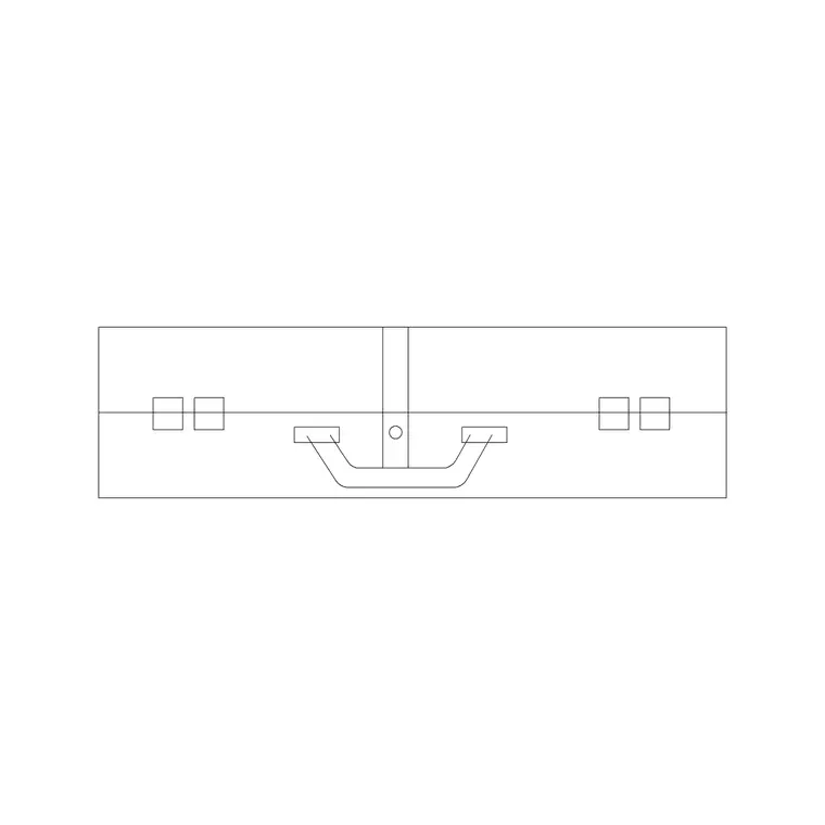 Briefcase CAD block DWG — plan and elevation view