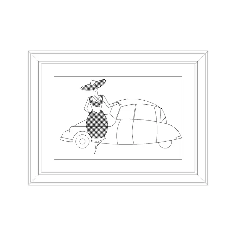 Car Frame DWG CAD block thumbnail — accessories drawing