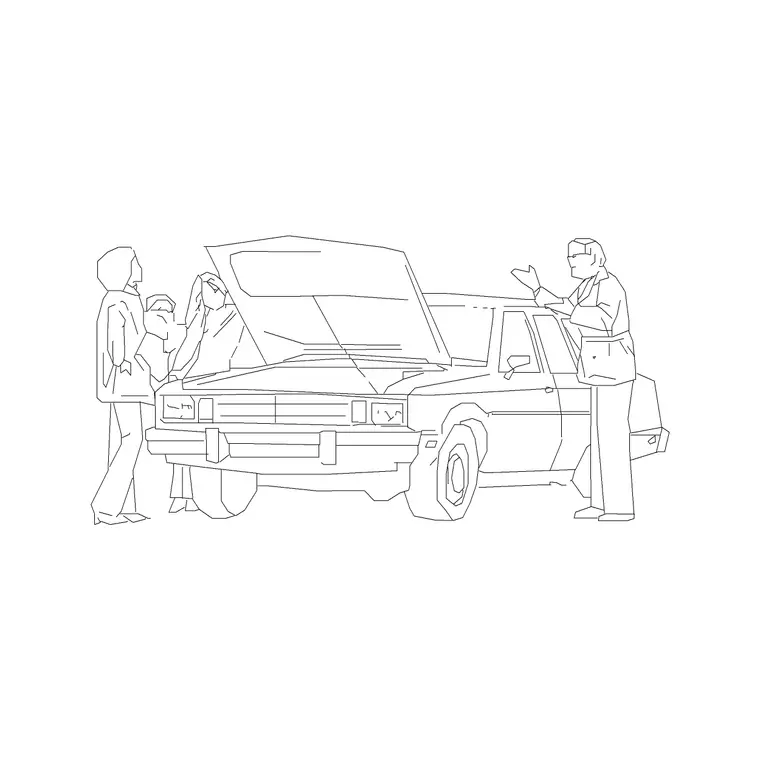 Car Perspective With Family DWG CAD block thumbnail — vehicles drawing