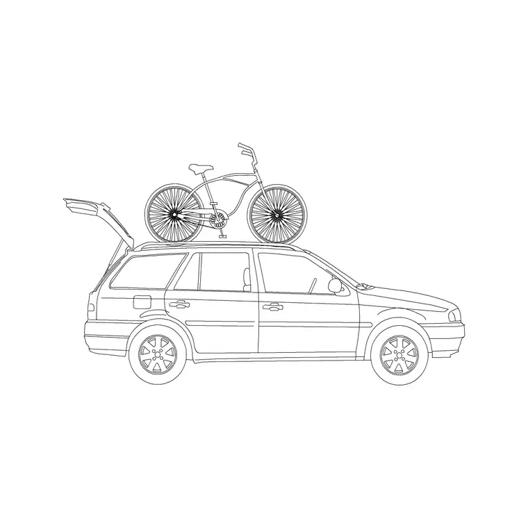 Car With Bicycle DWG CAD block thumbnail — vehicles drawing