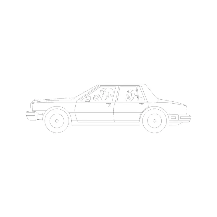Car With Family DWG CAD block thumbnail — vehicles drawing