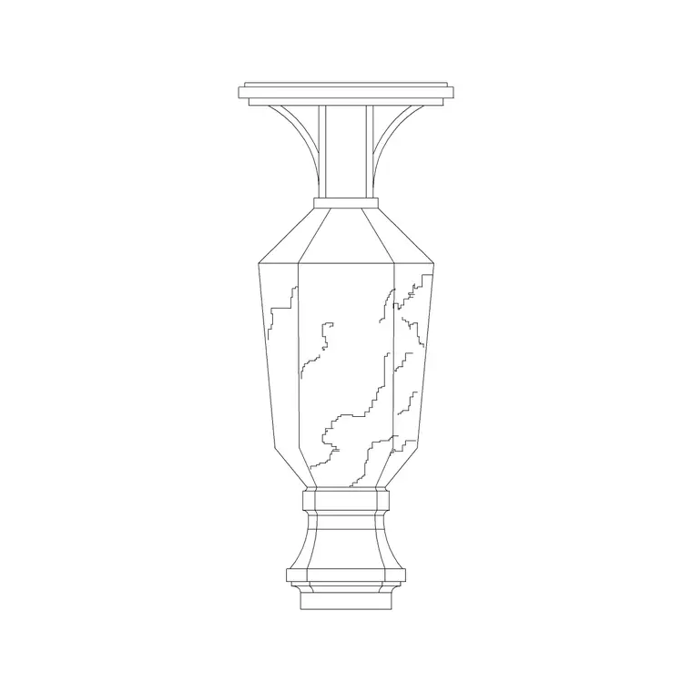 Carved Vase DWG CAD block thumbnail — trees & plants drawing