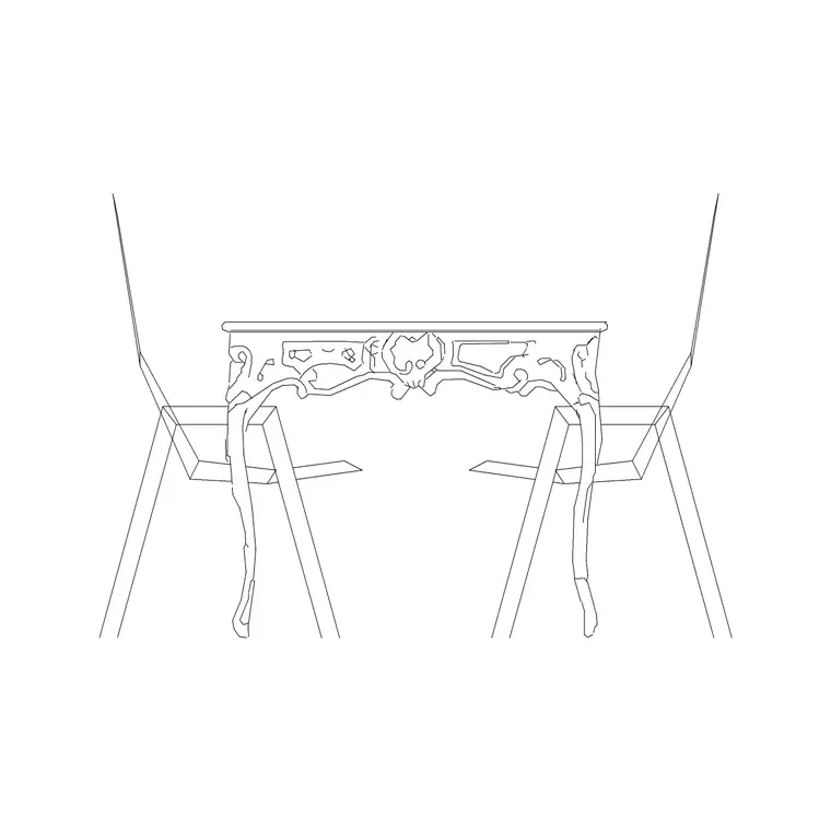 Carving Table With Chair DWG CAD block thumbnail — furniture drawing