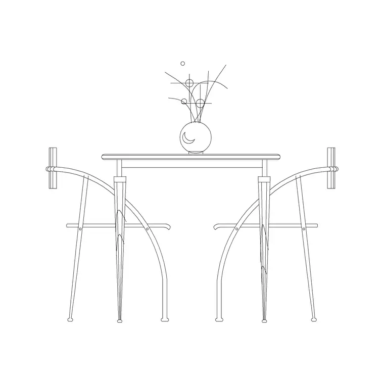 Casual Dining Set With Pot DWG CAD block thumbnail — furniture drawing