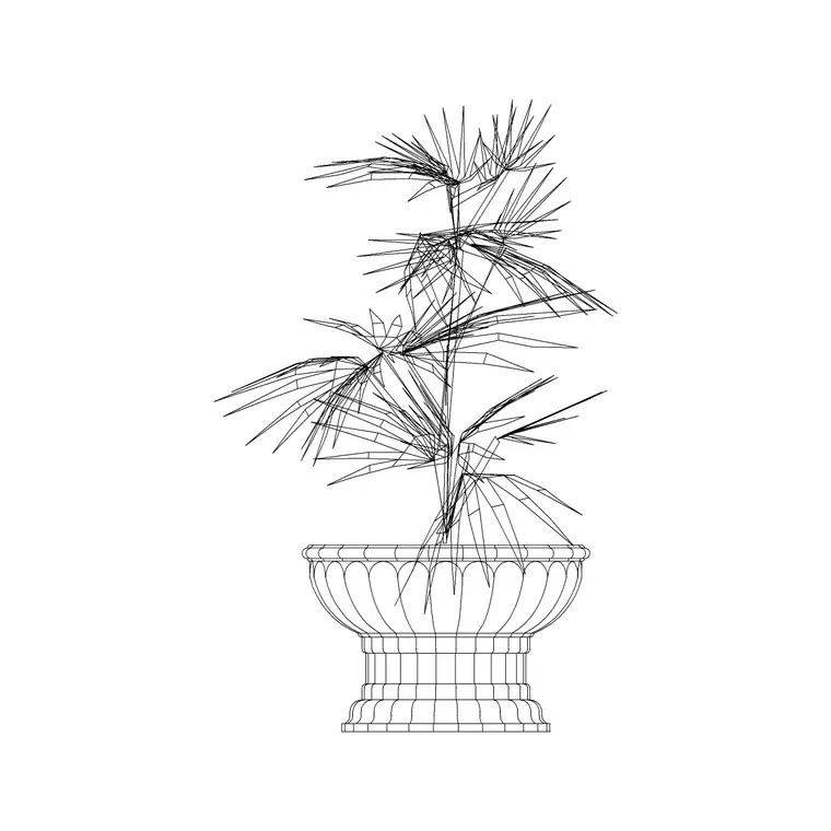 Cement Finish Carved Pot DWG CAD block thumbnail — accessories drawing