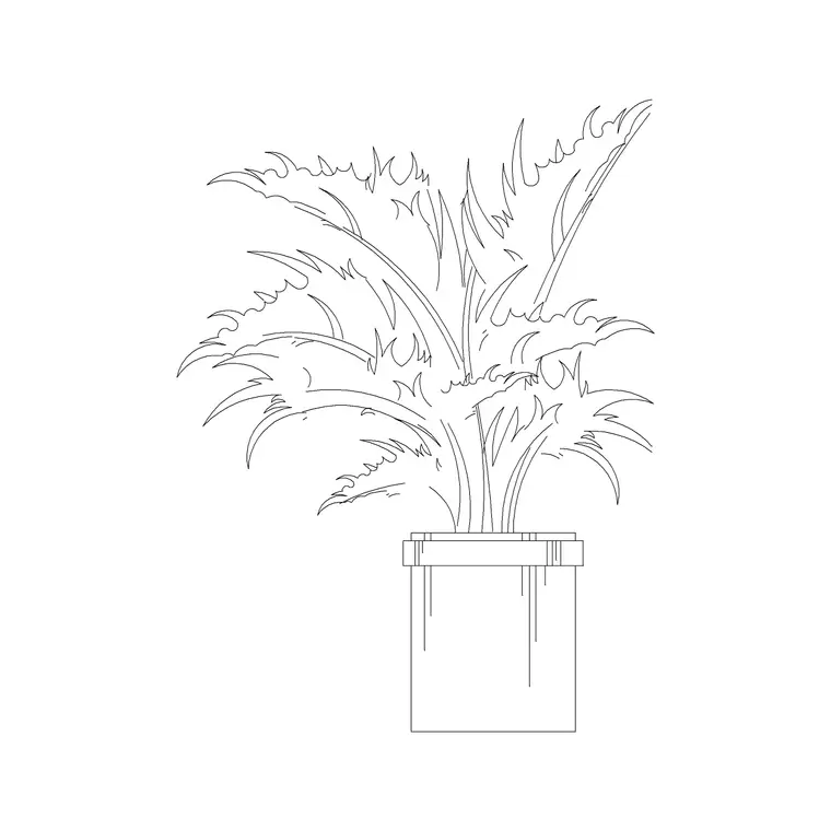 Cement Pot With Thick Band On Top DWG CAD block thumbnail — accessories drawing
