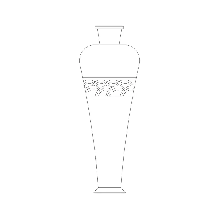 Ceramic Vase 2 DWG CAD block thumbnail — trees & plants drawing