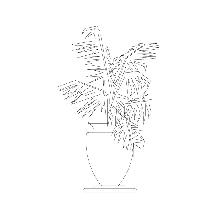 Ceramic Vase With Plant 1 DWG CAD block thumbnail — accessories drawing