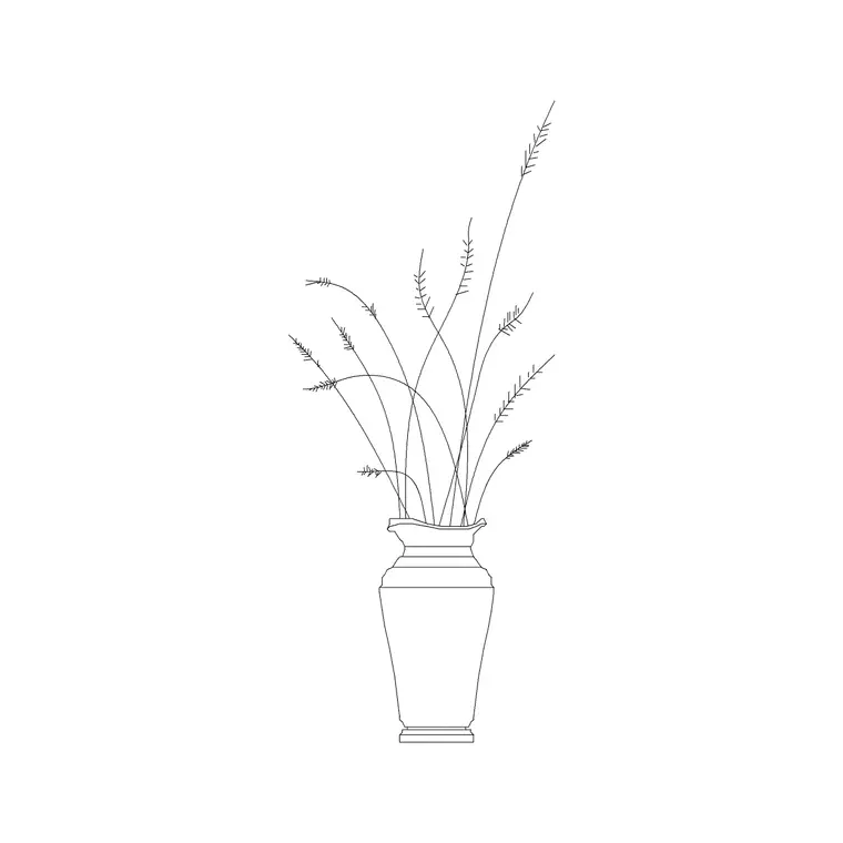 Ceramic Vase With Plant 2 DWG CAD block thumbnail — accessories drawing