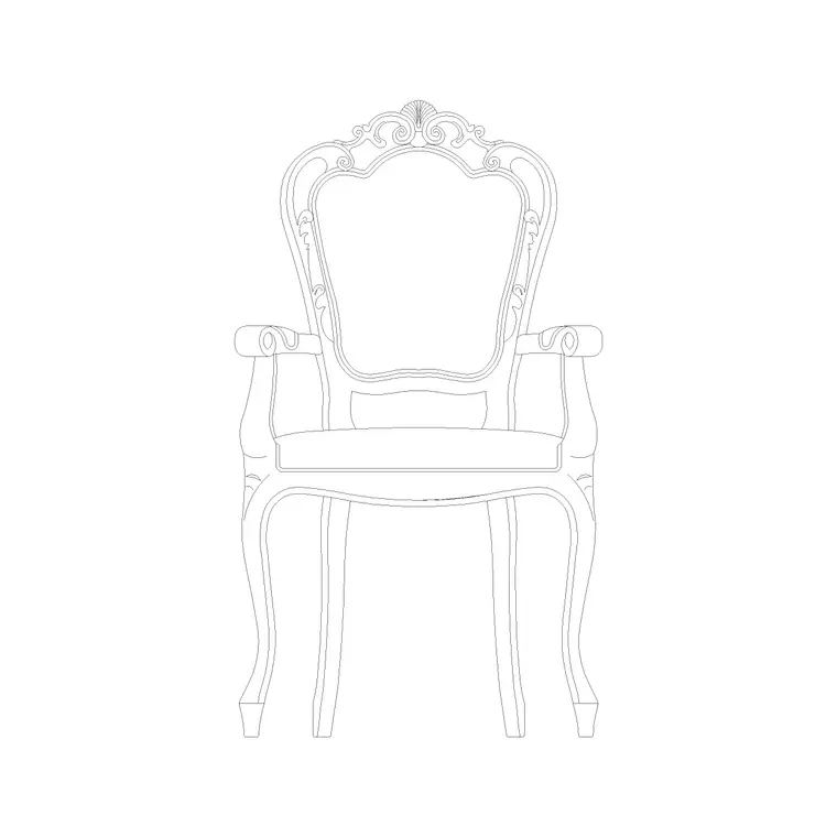 Chair Front Ele (34) DWG CAD block thumbnail — furniture drawing