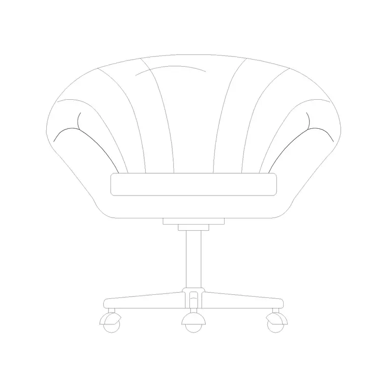 Chair Front Ele With Wheels With Tilted Sides DWG CAD block thumbnail — furniture drawing
