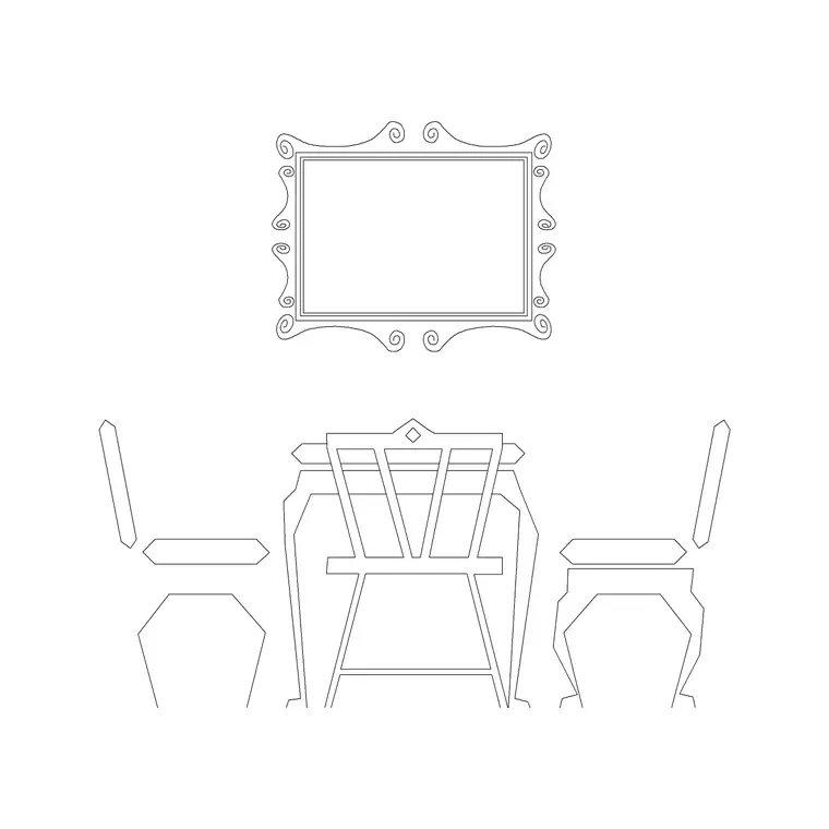 Chair Table Set With Frame DWG CAD block thumbnail — furniture drawing