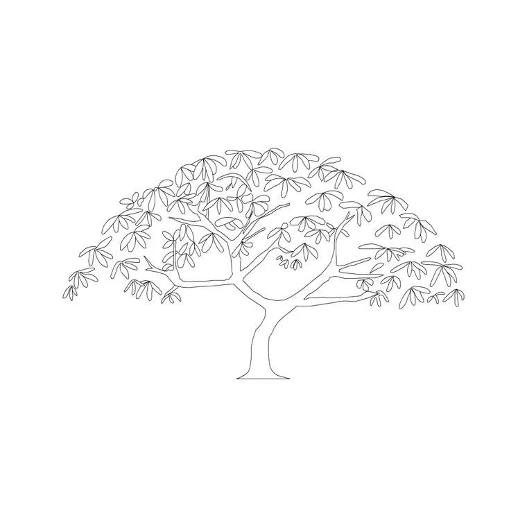 Champa DWG CAD block thumbnail — trees & plants drawing