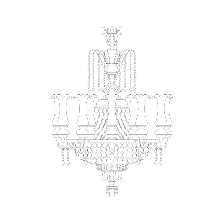 Chandelier Ele (10) DWG CAD block thumbnail — lighting drawing