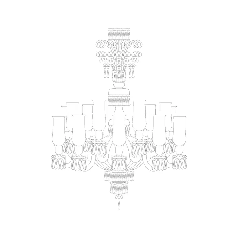 Chandelier Ele (12) DWG CAD block thumbnail — lighting drawing