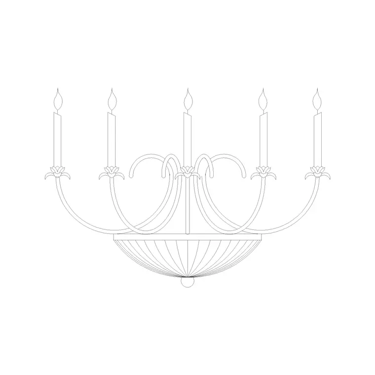 Chandelier Ele (16) DWG CAD block thumbnail — lighting drawing