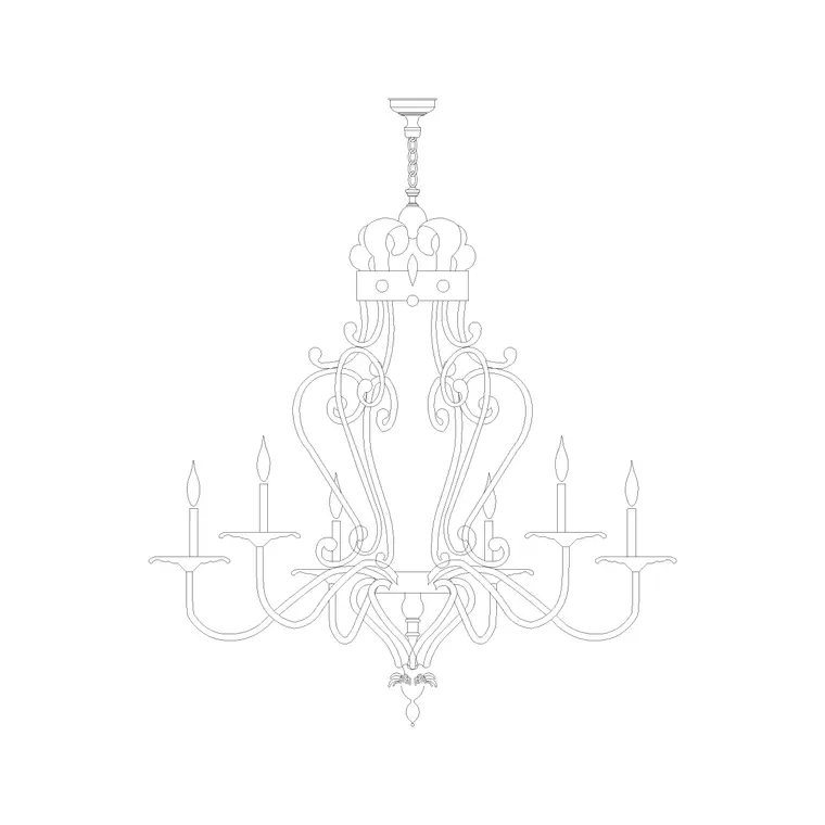 Chandelier Ele (5) DWG CAD block thumbnail — lighting drawing