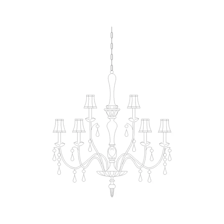 Chandelier Ele (8) DWG CAD block thumbnail — lighting drawing