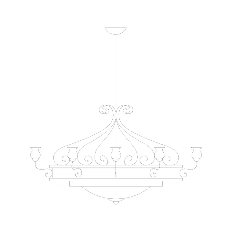 Chandelier Ele (9) DWG CAD block thumbnail — lighting drawing