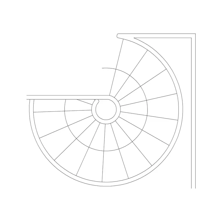Circular Metal Staircase DWG CAD block thumbnail — stairs drawing