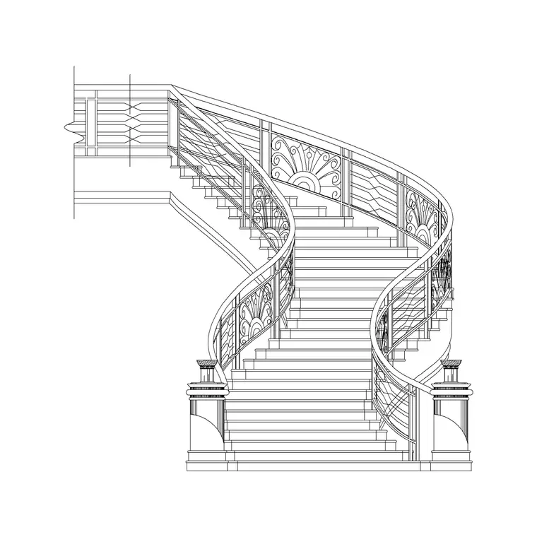 Circular Stairs Type 4 DWG CAD block thumbnail — stairs drawing