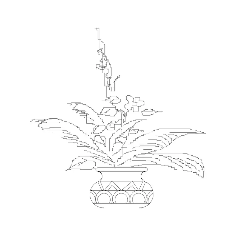 Classical Style Vase With Plant DWG CAD block thumbnail — accessories drawing