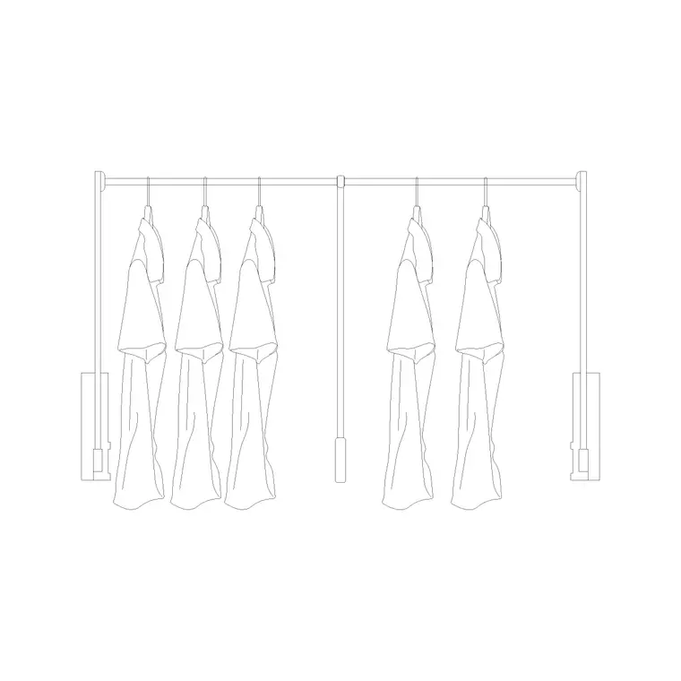 Cloth Elevation Hanged With Rod DWG CAD block thumbnail — accessories drawing