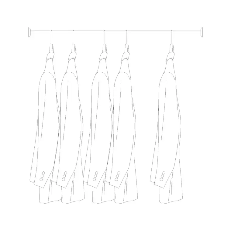 Clothes Hanged On Rod DWG CAD block thumbnail — accessories drawing