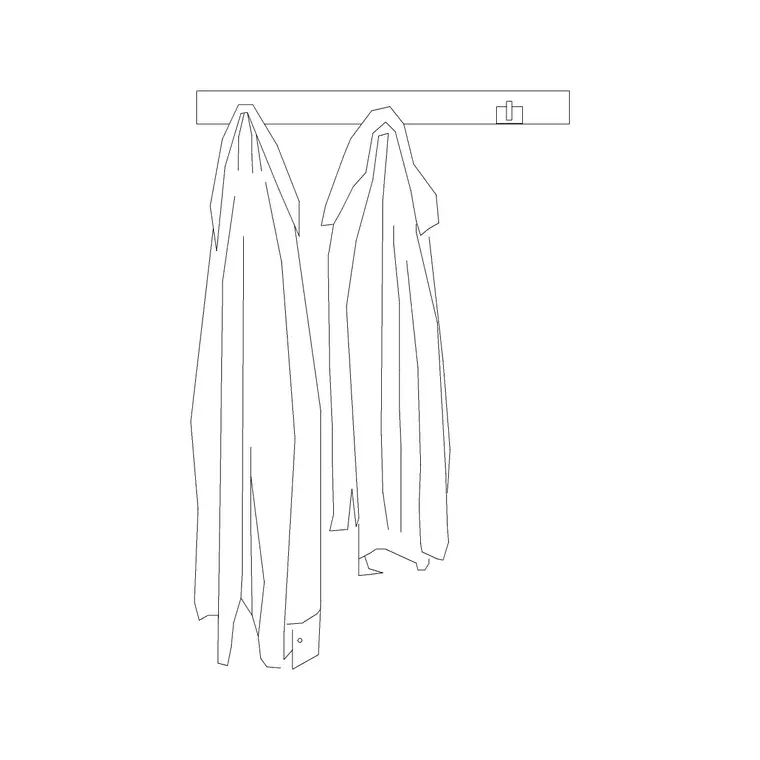 Clothes Hanged On Wall DWG CAD block thumbnail — accessories drawing