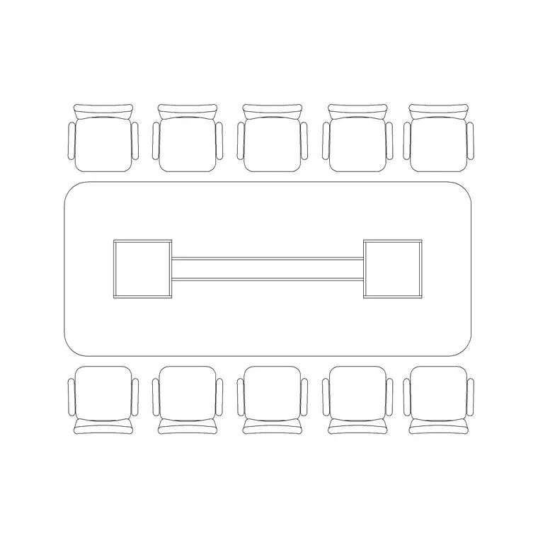 Conference Table 10P DWG CAD block thumbnail — furniture drawing