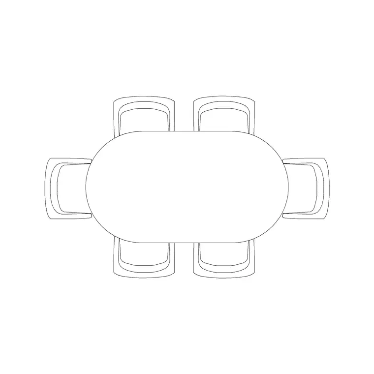 Conference Table 6P Round Side DWG CAD block thumbnail — furniture drawing
