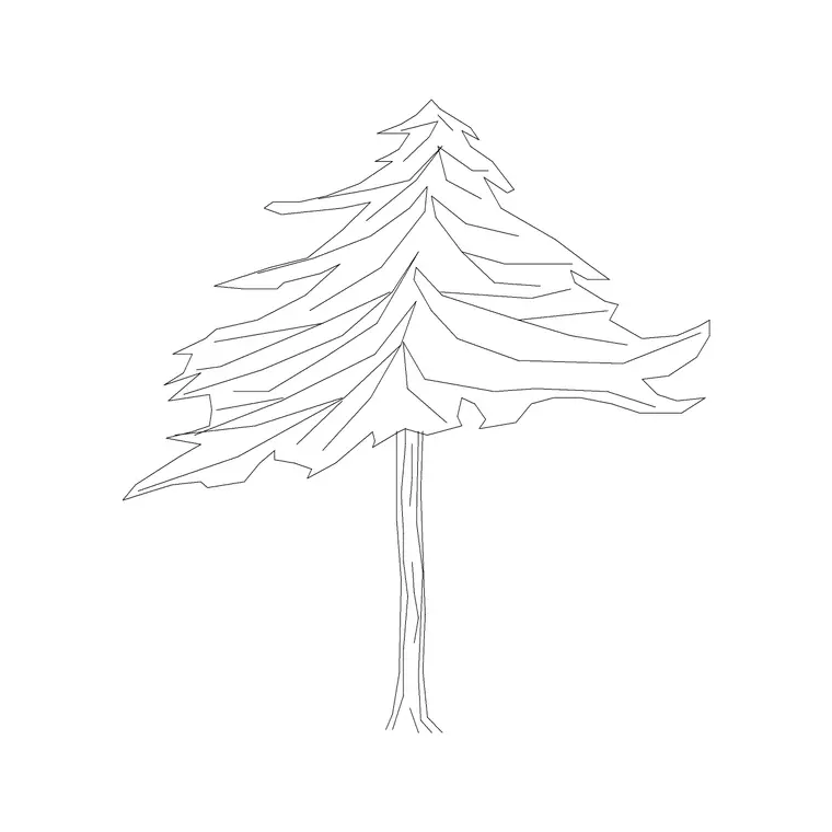 Coniferous Tree High DWG CAD block thumbnail — trees & plants drawing