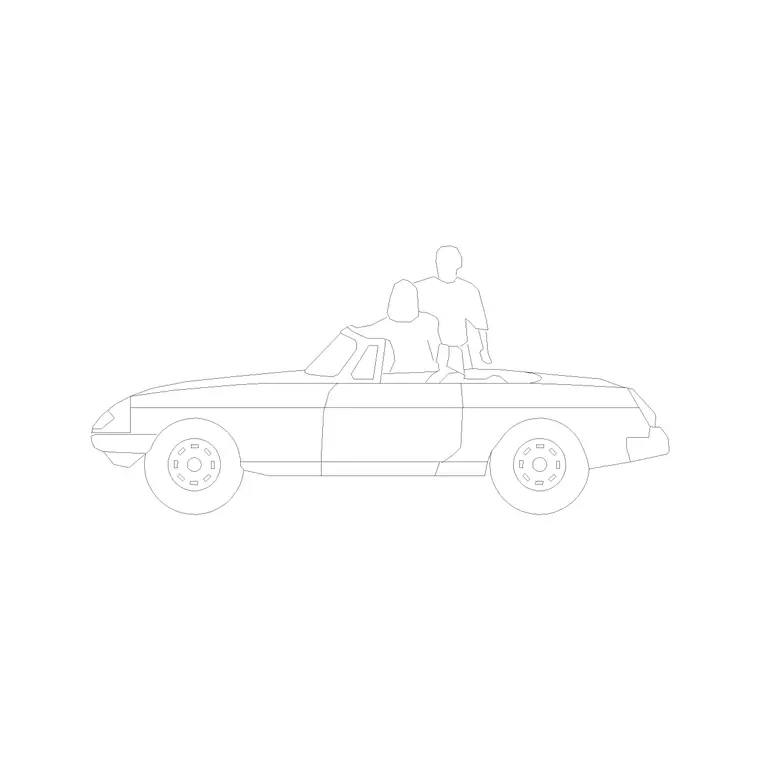Convertible Car DWG CAD block thumbnail — vehicles drawing