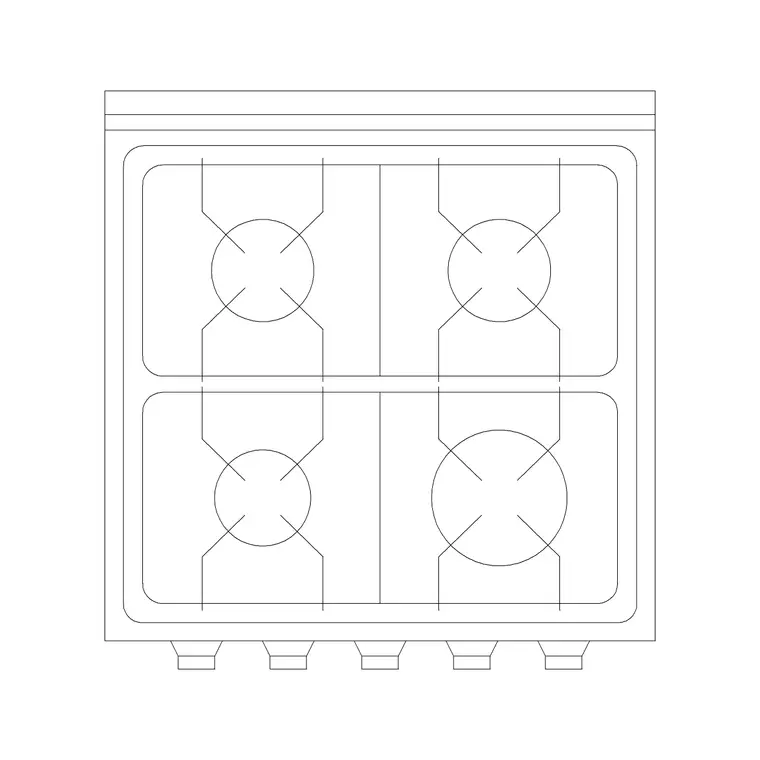 Cooking Range Plan 13 DWG CAD block thumbnail — kitchen drawing