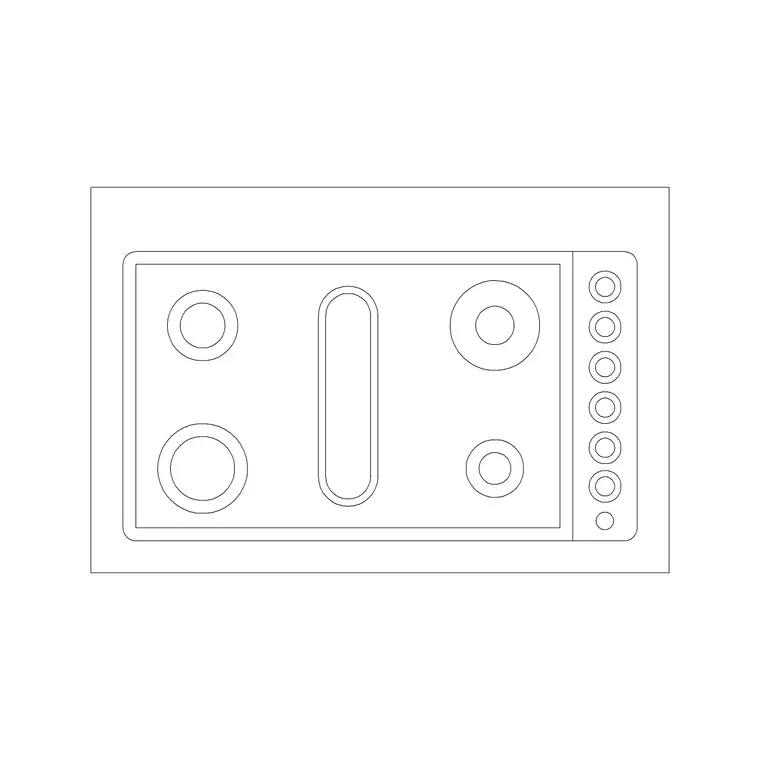 Cooking Range Plan 16 DWG CAD block thumbnail — kitchen drawing