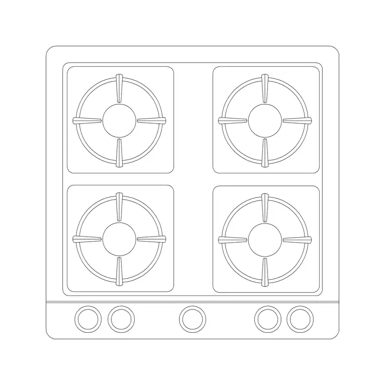 Cooking Range Plan 5 DWG CAD block thumbnail — kitchen drawing