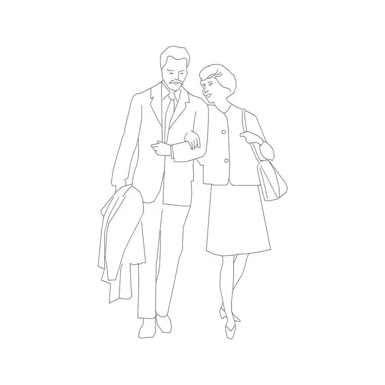 Couple Human Figure DWG CAD block thumbnail — people drawing