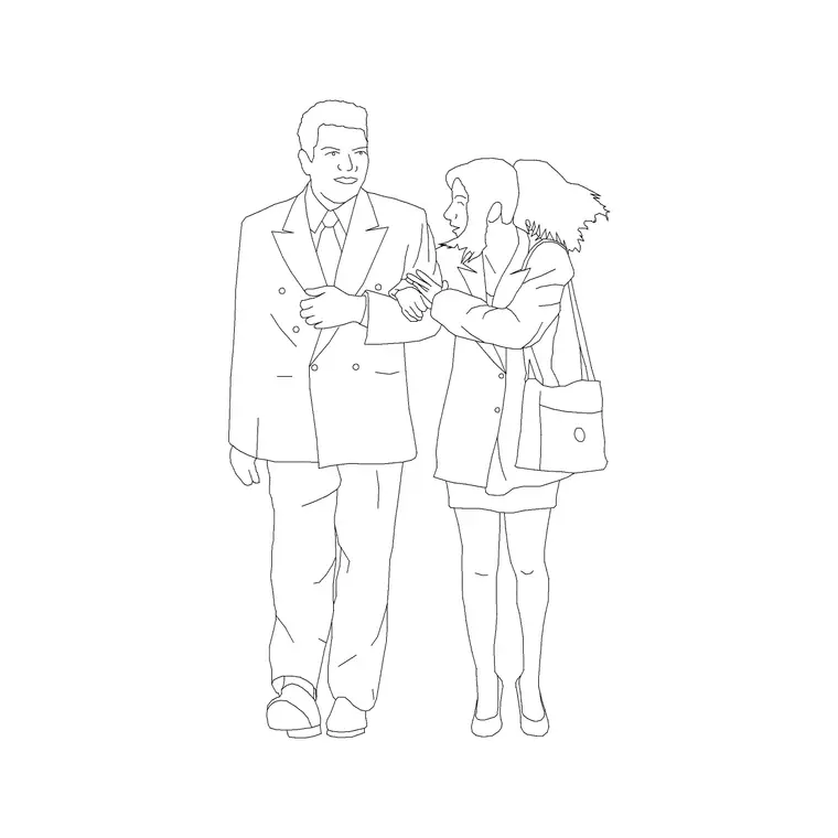 Couple DWG CAD block thumbnail — people drawing