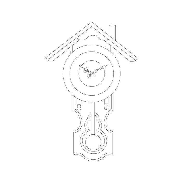 Cuckoo Clock With Pendulum DWG CAD block thumbnail — accessories drawing