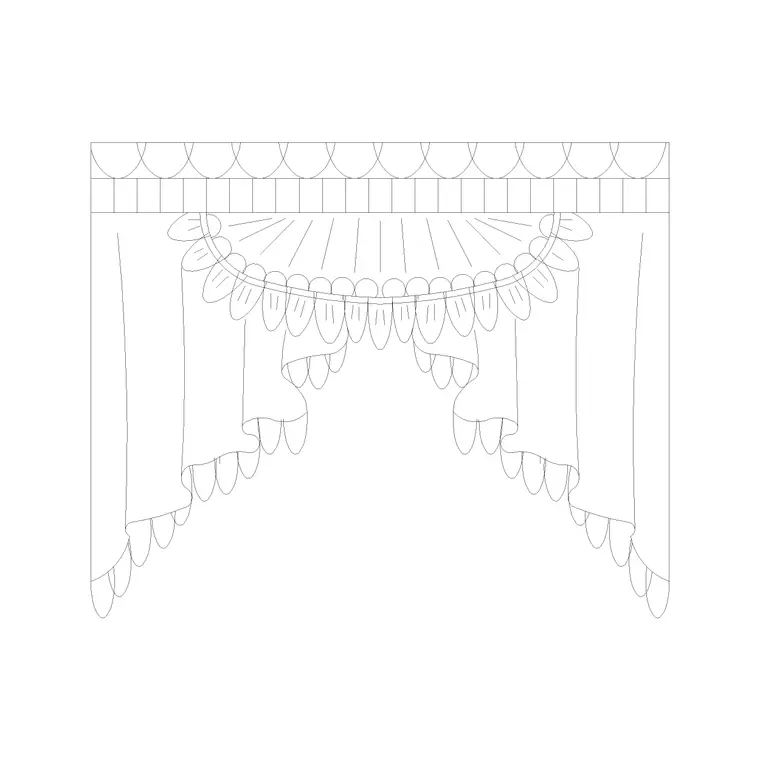 Curtain Elevation (14) DWG CAD block thumbnail — accessories drawing