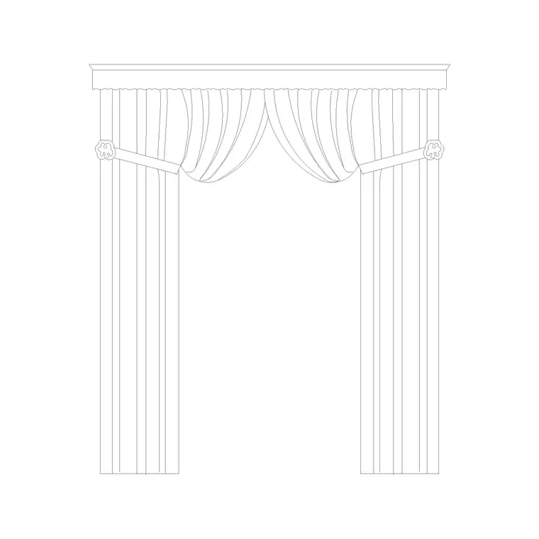 Curtain Elevation (18) DWG CAD block thumbnail — accessories drawing