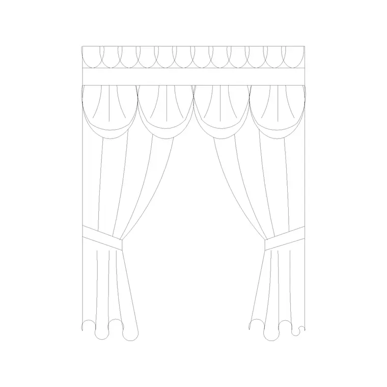 Curtain Elevation (28) DWG CAD block thumbnail — accessories drawing