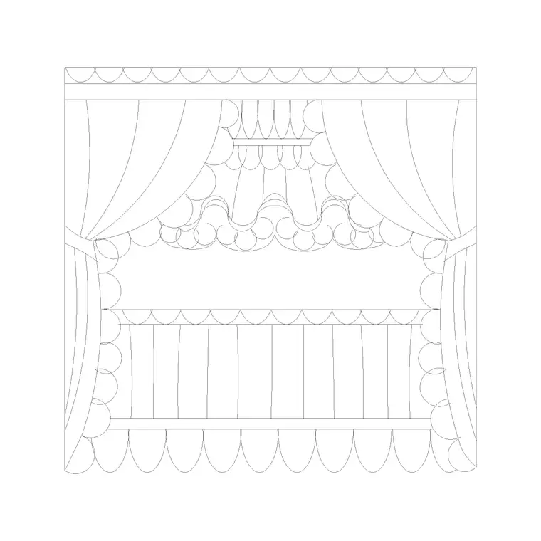 Curtain Elevation (3) DWG CAD block thumbnail — accessories drawing