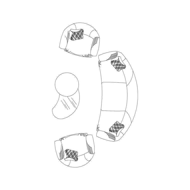 Curve Fabric Sofa DWG CAD block thumbnail — furniture drawing